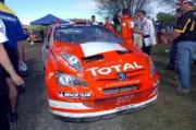 Marcus Gronholm (FIN) pulls into the time control after stage 7 2004 Old Photo