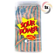 1x Tub Sour Power Quattro Assorted Candy Belts | 144 Belts Per Tub | 2.5lbs