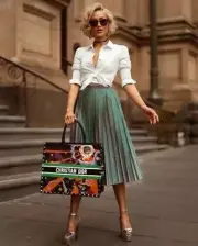 BNWT MISHA GREEN/SILVER ELSIE MIDI SKIRT - SIZE 4 AU/0 US (RRP $220)