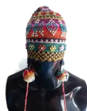 Peruvian Chullo Hat Alpaca Wool, Handwoven Andean Mountains, Cusco