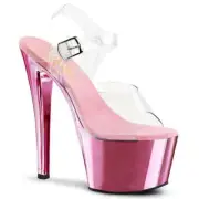 Pleaser SKY-308 Platform Sandals Chrom-Rose Clear Table Dance Gogo Pole Hot