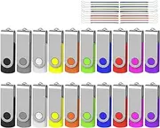 AreTop Bulk Flash Drive 8GB 20 Pack, USB 2.0 Swivel Thum Drive Bulk Pendrive USB Memory Stick 8GB Flash Drive Bulk USB Storage (20PCS 8GB, 20 Pack Lanyards)