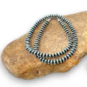 Navajo Sterling Silver Rondelles Saucer Flat Bead Necklace 4mm 18" 60418