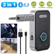 USB Wireless Bluetooth 5.3 Transmitter Receiver 3.5mm 2in1 Audio Adapter Aux Car