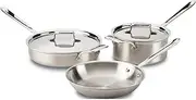 All-Clad BD005705 D5 Brushed 18/10 Stainless Steel 5-Ply Bonded Dishwasher Safe Cookware Set, 5-Piece, Silver