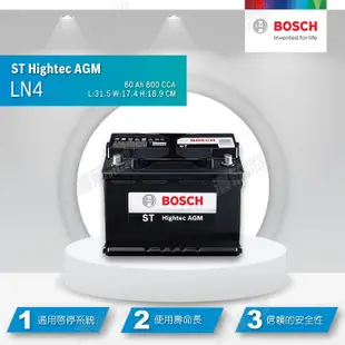 『灃郁電池』BOSCH 博世 怠速熄火系統 汽車電池 AGM LN4 80AH