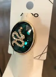 ALDO Emerald Green One Crystal/Snake Cocktail Ring Size M (7)