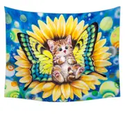 Adorable Kittens for Kids Sunflower Fairy Cat Tapestry