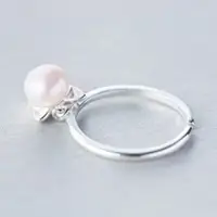 在飛比找樂天市場購物網優惠-925純銀戒指珍珠開口戒-時尚氣質可愛貓咪情人節生日禮物女飾