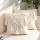 Handmade Cotton Macrame Cushion Pillow Cover Boho Home Decor Abstract Pattern