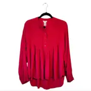 Sundance Berry Pleated Front Flowy Blouse NWT