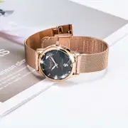 Krystalline Sleek Rose Gold Black Watch Embellished With SWAROVSKI® Crystals