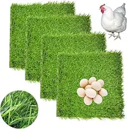 Hamiledyi 4 Pack Chicken Nesting Pads-12×12x 1.2,Washable Thicken Artificia Grass Nesting Box Liners Reusable Laying Eggs Turf Nesting Mats for Chickens Coop Pet Outdoor Indoor