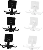 6pcs Rotatable No Drill Storage Hooks Versatile Kitchen Organizer Hanger for Bathroom Bedroom and Living Self Adhesive Easy to Install and Remove Random Colors Random Color