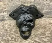 PIRATE SKULL Buccaneer Black Nautical Wall-Mount Beer Bottle Opener