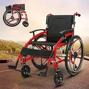 Lightweight Folding Wheelchair, Sport Transport Wheelchairs with Swing-Away Footrests And Flip-Back Arms & Anti-Tip Wheels, for Adults, 300 Pound Weight