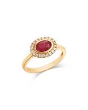Bloomingdale's Fine Collection Ruby & Diamond Halo Ring in 14K Yellow Gold