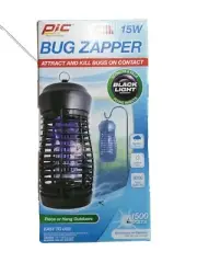PIC 15W-ZAPPER Black Light 15W 1500V Weatherproof Bug Zapper for Outdoor Use