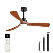 52 Inch Wood Ceiling Fans with Lights and Remote Control Indoor Memory Dimmab...