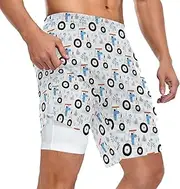 [ZZXXB] Puppy Dog Riding Truck Athletic Shorts for Men with Pockets 2 in 1 Quick Dry Running Shorts S-3XL