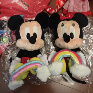 全新 香港迪士尼 米奇米妮 一對 彩虹 玩偶 娃娃