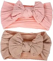 Kisangel 2pcs Headbands with Bows Elasticity Hair Accessories for Versatile Colors Blush Durable Comfortable for Everyday Wear