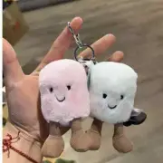 Jelly cat Amuseable Pink White Marshmallows Soft Plush Bag Charm Keychain New