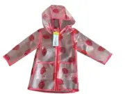 Cat & Jack Clear/Red Strawberry Wind & Water Resistant Coat Size 18 M New/Tags