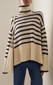 [Toteme] Signature Stripe Wool-Cotton Turtleneck Sweater