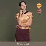 【MEDUSA 曼度莎】現貨-ICARE 可愛橫紋POLO針織上衣 - 2色（F）｜女休閒 短袖 POLO衫 新品(207-10501)