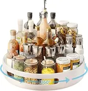 31cm Carbon Steel Lazy Susan Turntable, Lazy Susan 360° Turntable Kitchen Spice Storage Organizer Rack, Rotating Tray for Pantry Spice Jars, Countertop Condiments, Fridge Sauces (White, 31CM)