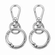 1.8" Swivel Snap Hooks with Key Rings, 2Pcs Swivel Clasp Clip, Silver Tone