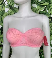 NWT! Xhilaration Women's Bra Size 36C Pink Strapless Multiway Lightly Lined