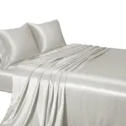 White Silk Satin Fitted Sheet