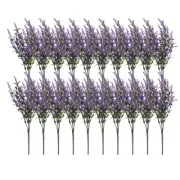 20Pcs Artificial Grass Plants, 13.8" Plastic Fake Lavender Greenery, Purple