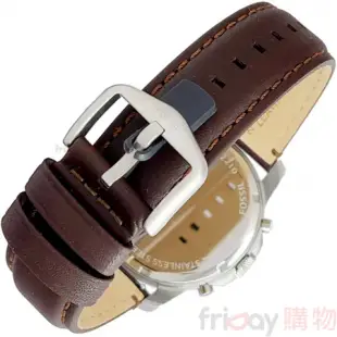 FOSSIL 手錶 FS4735羅馬時標 三眼計時 44mm 米白色錶面 棕色皮帶 男錶