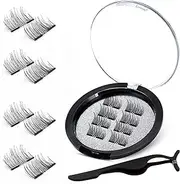 Dual Magnetic Eyelashes 0.2mm Ultra Thin Magnet Lightweight & Easy to Wear Best 3D Reusable Eyelashes Extensions (8 pc with tweezers)