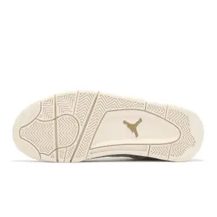 【NIKE 耐吉】休閒鞋 Wmns Air Jordan 4 Retro 女鞋 男鞋 米白 金 White & Gold(AQ9129-170)