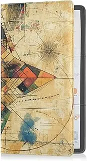 [Caihoyu] Leather Auto Registration Insurance & ID Card Holder Men Women Car Essentials for Cards, Essential Document Driver License Bohemian Retro Geometric Pattern