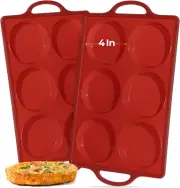 Silicone Muffin Top Pan with Metal Frame, 4 Inch Non Stick round Egg Baking Pan