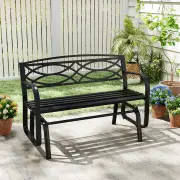 Costway2-Person Outdoor Glider Bench with Metal Frame-Black