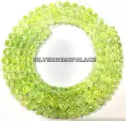 AAAA+ Rare Green Spinel Faceted Rondelle Transparent Parrot Green Color Beads.