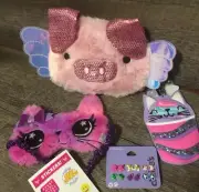 Claire’s Plush Pig Bag Kitty Panda Jewelry Lot Justice Stick Easter