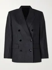 [Isabel Marant] Isabel Marant - Natalia Double-breasted Wool-flannel Blazer - Anthracite - FR 34 FR 34 Gray