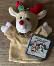 Vtg Kids II Rudolph The Red Nose Reindeer Plush Hand Puppet W/ Book 1995