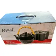 Parini Ceramic Tea Set Matte Black 20 oz Teapot w/Four 5 oz cups NEW 5 Piece Set