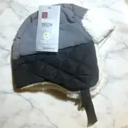 Swiss Tech Toddler Pull On Insulated Trapper Hat Black & Gray NEW