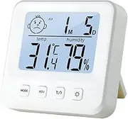 Digital Indoor Thermometer Hygrometer Home Accurate Temperature Humidity Gauge with Time Display Comfort Indicator Support Alarm Clock Function and ℃/℉ Switching for Home Office Baby with Backlight