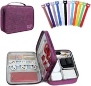 Universal Electronics Organiser Travel Bag Cable Organiser Accessories - Purple