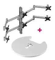 Atdec AWMS-6-13717 Hex Monitor Mount + 750mm Post / 12kg (26.5lb) Flat Screens, 10kg (22lb) Curved Screens + Grommet Clamp Desk Fixing, Silver
